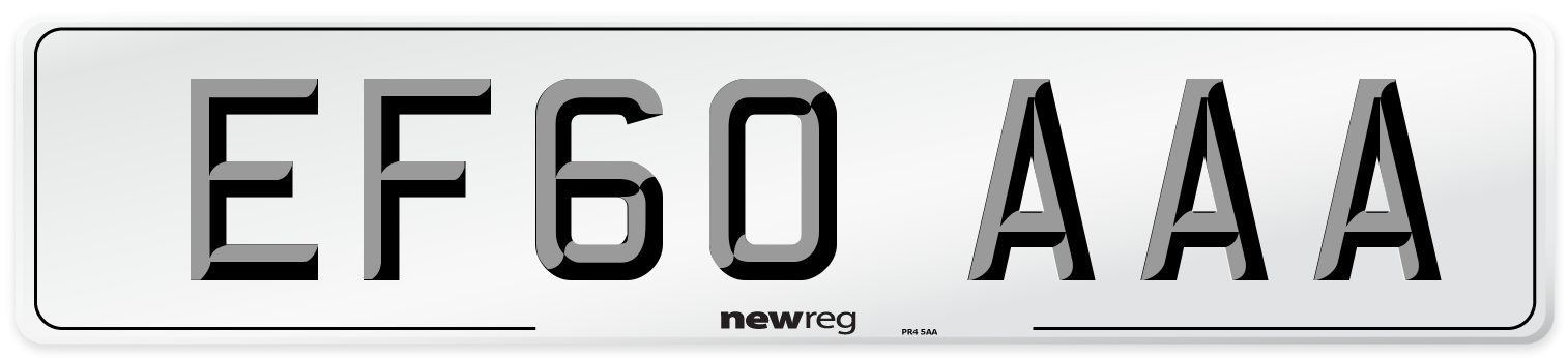 EF60 AAA Number Plate from New Reg